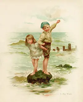 Watery: TWO CHILDREN ON A ROCK