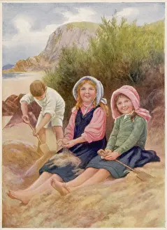 Energetically: THREE CHILDREN ON SAND