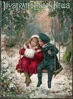 TWO CHILDREN SITTING ON A SWING