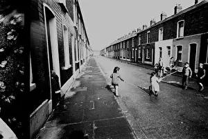 Children skipping in a street, Belfast, Northern Ireland