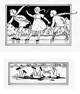 Slides: Three children sliding on the ice