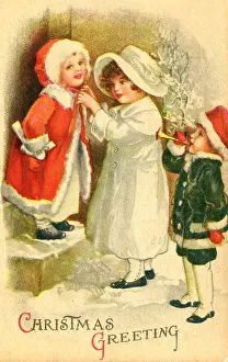 Scarves: Three children out in the snow
