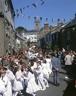 Helston: Children taking part in Helston Floral Dance, Cornwall