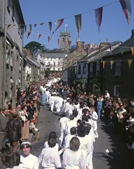 Helston: Children taking part in Helston Floral Dance, Cornwall