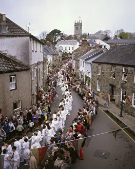Helston: Children taking part in Helston Floral Dance, Cornwall