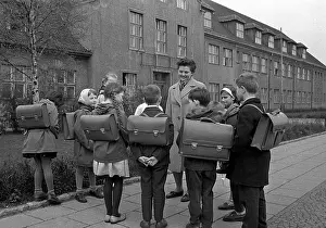 Satchels: Children and teacher