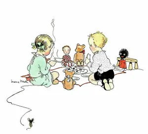 Might: Children and teddies having a picnic