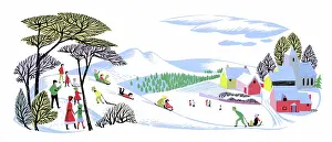 Tobogganing: Children tobogganing