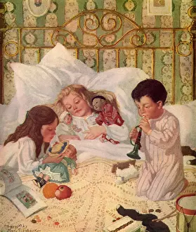 Bedspread: Children with Toys