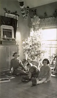 Three children and tree, Oddington House, Gloucestershire