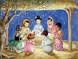 Knelt: Children of Various Nations Knelt Around the Crib