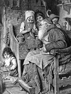 Hermit: Children visiting a hermit, around 1900
