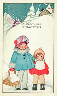 Muff: Two children walking in the snow