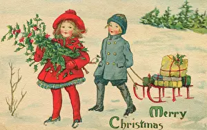 Laden: Children walking through the snow