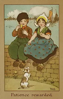 Infront: Two children on a wall by Florence Hardy