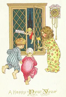 Wishing: Three children welcome in the New Year