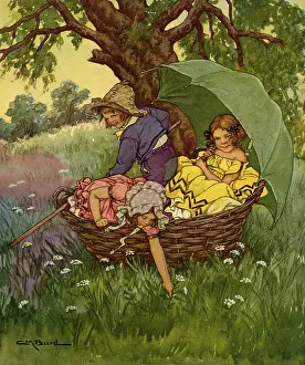 Sentime: Three Children in a Wicker Basket