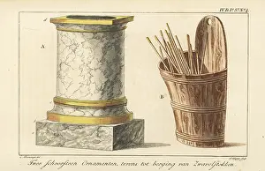 Interior Decoration: Two chimney ornaments for used matches: marble