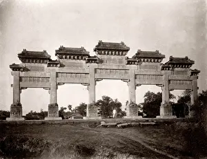 Ming: China c.1880s - paifang or pailou at the aproach to
