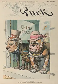 Advocated: AS TO CHINA. Cartoon shows Uncle Sam John ?