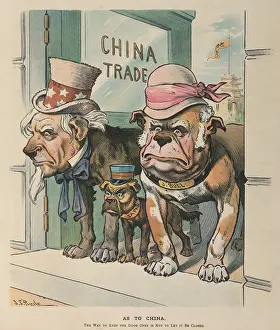 Advocated: AS TO CHINA. Cartoon shows Uncle Sam John ?