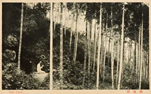 Spindly: China - Shanghai - Bat Cave - Lady perching on side of hill