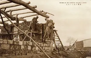 Bricklaying: Chinese Carpenter building a house