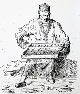 Sums: Chinese man using an abacus