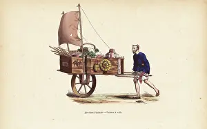 Pannemaker: Chinese merchant with hand-drawn wagon with sail