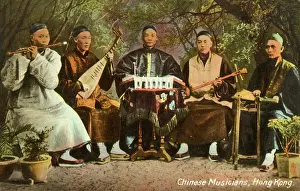 Zither: Chinese Musicians with traditional instruments, Hong Kong