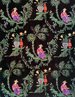 Tess Hines: Chinese pattern with figure and flowers