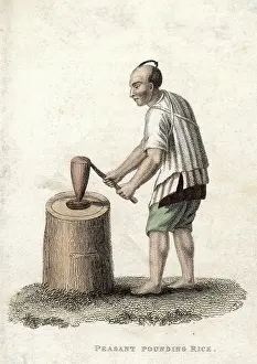 Pounding: A Chinese peasant pounding rice