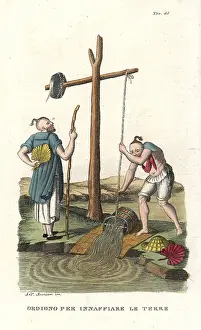 Ferrario: Chinese peasants using a device with bucket