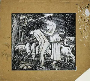 Compositional: Chloe washing Daphnis at a Stream: Compositional Study