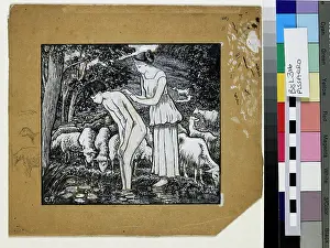 Compositional: Chloe washing Daphnis at a stream, compositional study