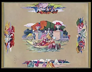 Punting: Chocolate box design, 18th century scenes