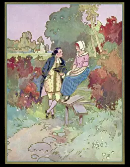 Stile: Chocolate box design, couple at a stile