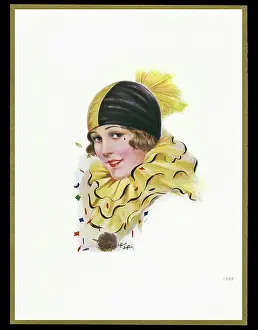 Pompom: Chocolate box design, lady in carnival costume