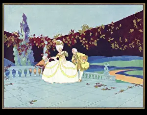 Courted: Chocolate box design, lady courted by two men