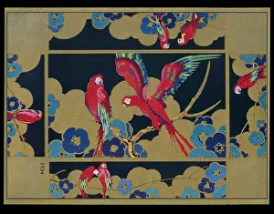 Flapping: Chocolate box design, red parrots