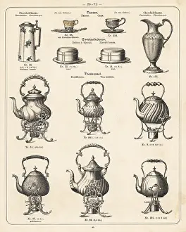 Wurttembergische: Chocolate pot, tea cut, biscuit box, tea pot, etc