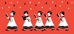Hymn: Five Choir Boys Singing in Procession