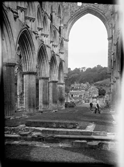 The choir at Rievaulx Abbey under restoration