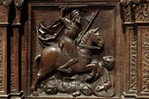 Trampling: Choir stall, Catedral de la Asuncion, Jaen, Andalusia, Spain