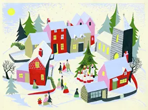 Esme: Choir in village square in the snow