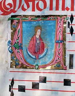 Pray: Choirbook. Gregorian chant. 15th. century. The Virgin prayin
