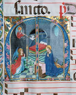 Announcement: Choirbook number 1. Gregorian chant. 15th. century.The Annun