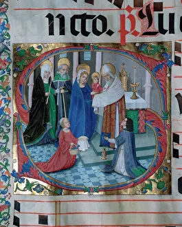 Parchment: Choirbook number 1. Gregorian chant. 15th. century.The Prese