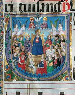Enthroned: Choirbook number 3. Gregorian chant. 15th. century. Coronati