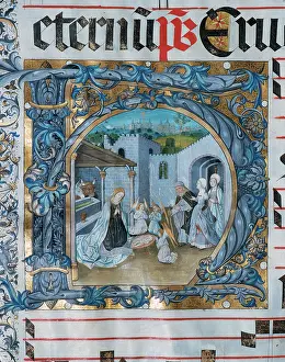 Nativity: Choirbook number 5. Gregorian chant. 15th. century. The Nati
